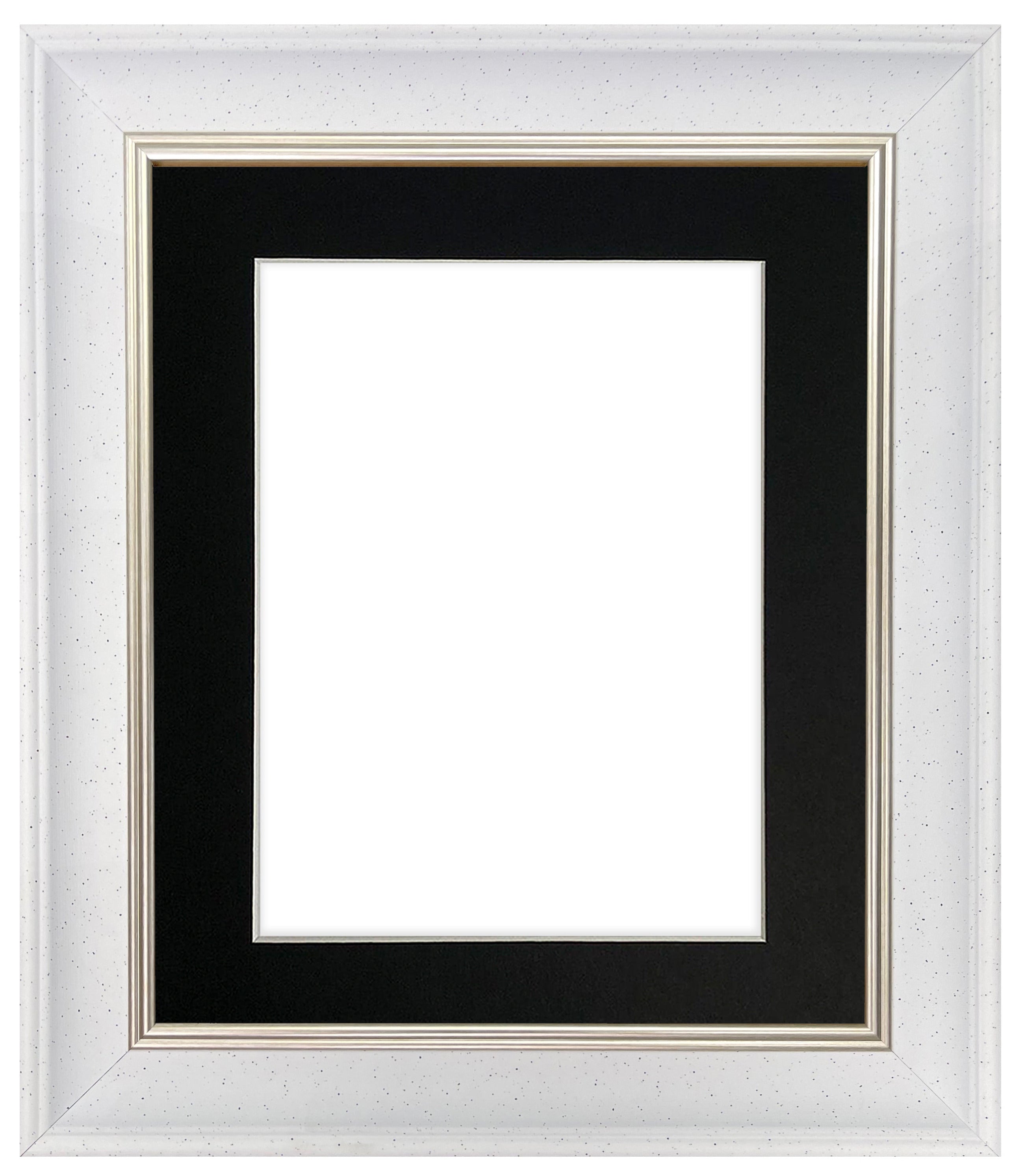 White picture frame with black mount 